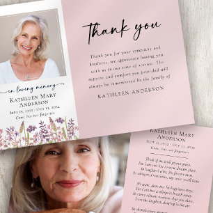 Carte De Remerciements Fleur sauvage rose Sympathy funérailles