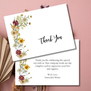 Carte De Remerciements Fleur sauvage Rustic Boho