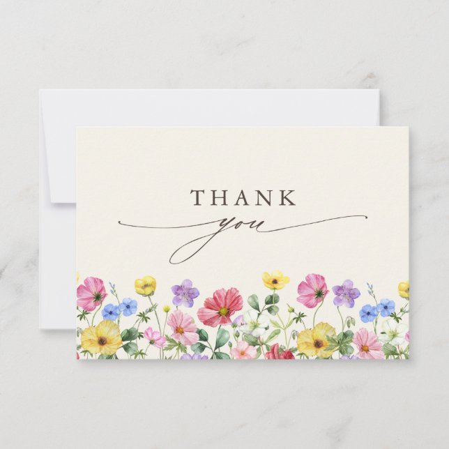 Carte De Remerciements Fleur sauvage Rustic Chic Boho Mariage campagnard  (Devant)