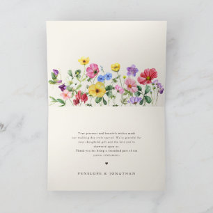Carte De Remerciements Fleur sauvage Rustic Chic Floral Mariage campagnar