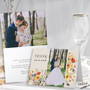 Carte De Remerciements Fleur sauvage rustique 2 Mariage floral vibrant ph
