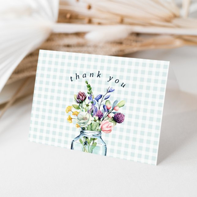 Carte De Remerciements Fleur sauvage rustique Mason Jar Baby Boy Douche (Créateur téléchargé)