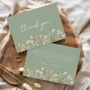 Carte De Remerciements Fleur sauvage Sage Green Baby dans le Baby shower 