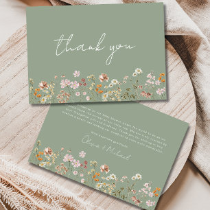 Carte De Remerciements Fleur sauvage Sage Green Baby dans le Baby shower