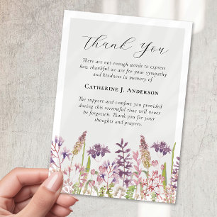 Carte De Remerciements Fleur sauvage Sympathy funérailles