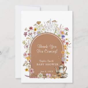 Carte De Remerciements Fleur sauvage Tea Party Baby in Bloom Baby shower