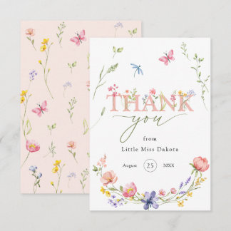 Carte De Remerciements Fleur sauvage Wild & Onederday 1er anniversaire Me