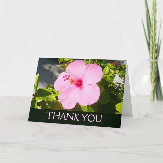Carte De Remerciements Fleur tropicale d'hibiscus rose (Devant)