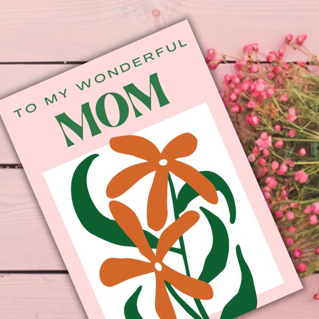Carte De Remerciements fleur vert orange rose simple pour maman (Créateur téléchargé)