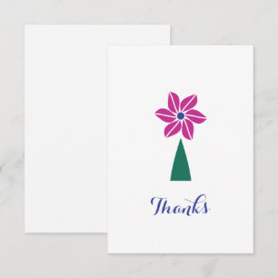 Carte De Remerciements Fleur violette personnalisable à plat