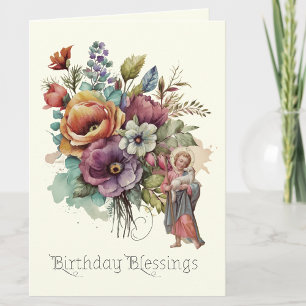 Carte De Remerciements Fleuris Anniversaire Religieux Jésus Chrétien