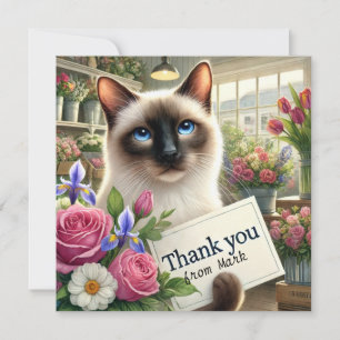 Carte De Remerciements Fleuriste de chat "Envoyez une gratitude pure et s