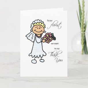 Carte De Remerciements Fleuriste de mariage, Merci, Figures Bâton Femme M