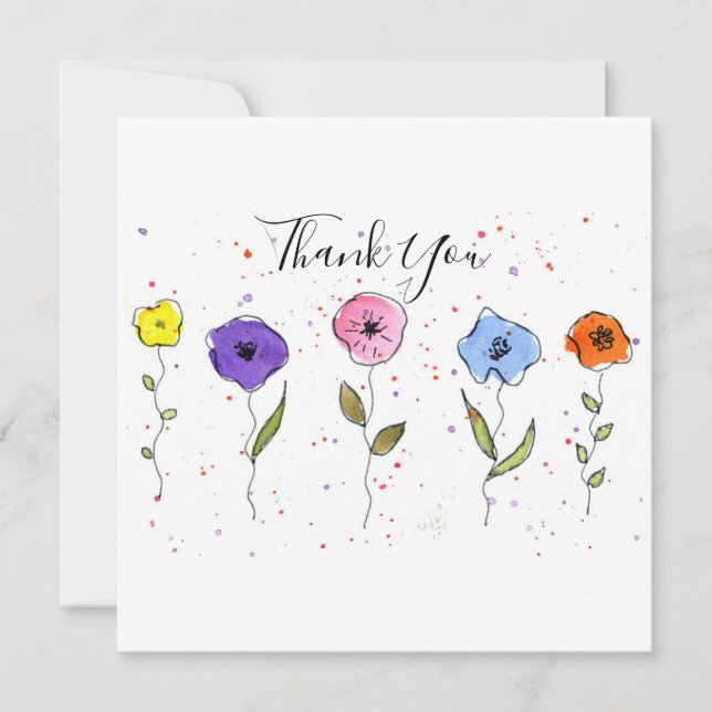 Carte De Remerciements Fleurs à l'aquarelle (Devant)