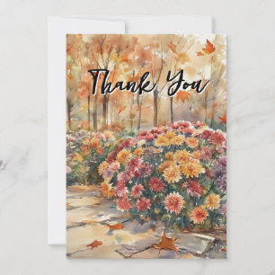 Carte De Remerciements Fleurs à l'aquarelle Chrysanthème Fête d'anniversa