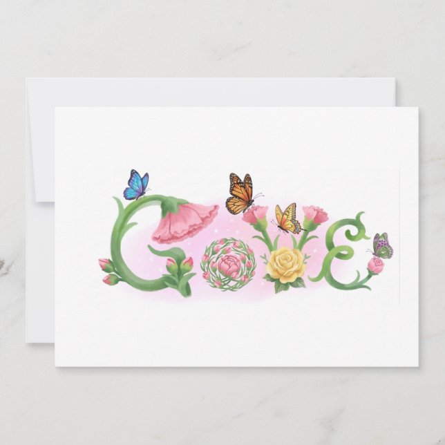 Carte De Remerciements Fleurs Amour  (Devant)