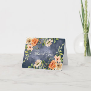 Carte De Remerciements Fleurs aquarelles bleues élégantes