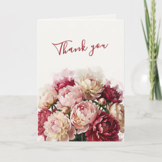 Carte De Remerciements Fleurs aquarelles | Élégante Pivoine