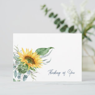 Carte De Remerciements Fleurs aquarelles Pensées pour vous 