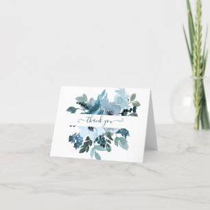 Carte De Remerciements Fleurs aquarelles personnalisées bleu sarcelle et