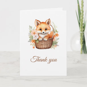 Carte De Remerciements Fleurs aquarelles pliées Renard des bois