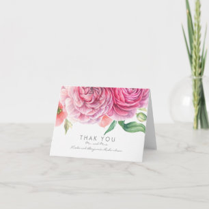 Carte De Remerciements Fleurs aquarelles roses élégantes remerciements de