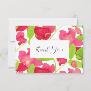 Carte De Remerciements Fleurs aquarelles rouges