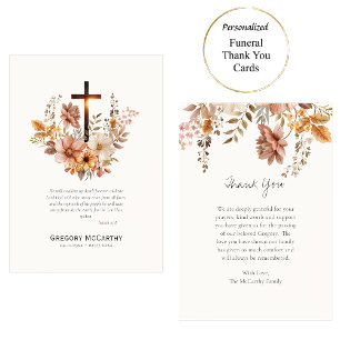 Carte De Remerciements Fleurs automnales et funérailles catholiques