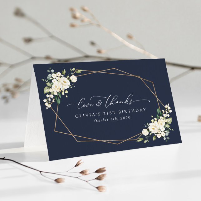 Carte De Remerciements Fleurs blanches, Fleurs de crème, Boho, Anniversai (Créateur téléchargé)