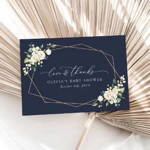 Carte De Remerciements Fleurs blanches, Fleurs de crème, Boho, Baby showe