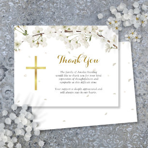 Carte De Remerciements Fleurs Blanches Funérailles Chrétien