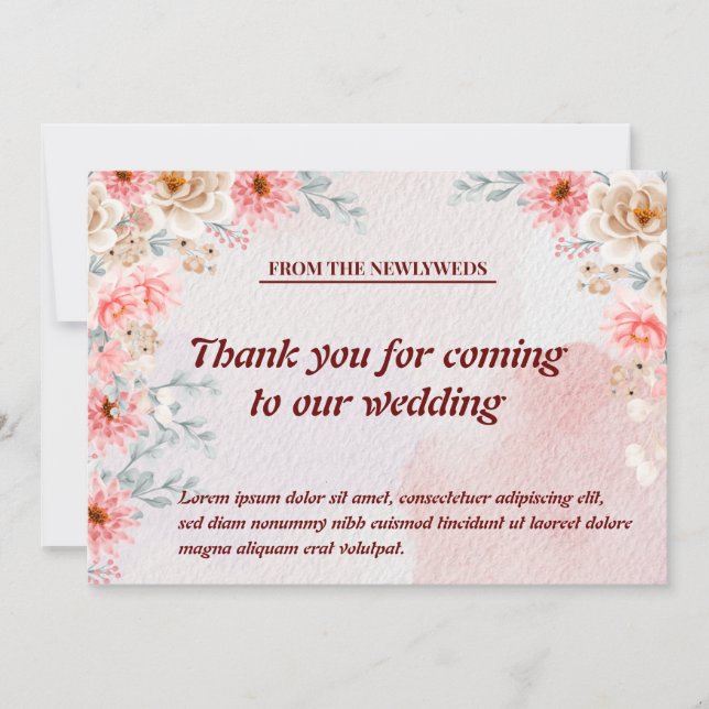 Carte De Remerciements Fleurs blanches & Gratitude : Chic Rose Floral Mer (Devant)