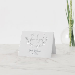 Carte De Remerciements Fleurs blanches modernes sur gris