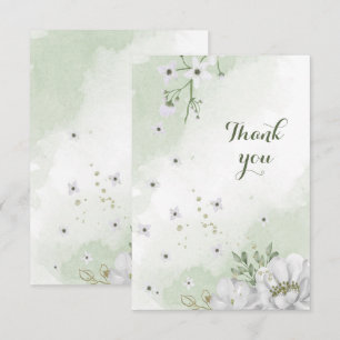 Carte De Remerciements fleurs blanches verdure