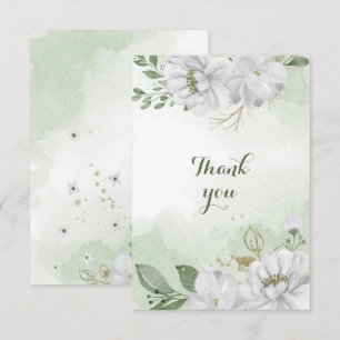 Carte De Remerciements fleurs blanches verdure