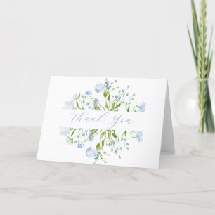 Carte De Remerciements Fleurs Bleu Clair Mariage Plie