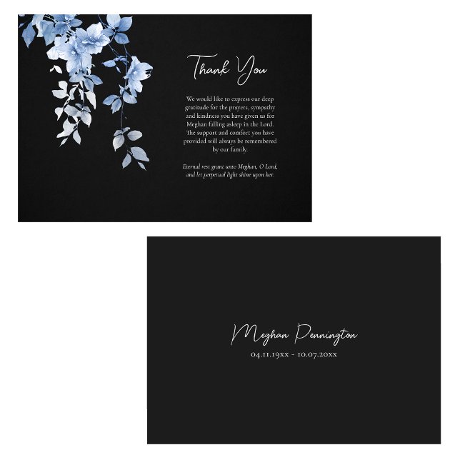 Carte De Remerciements Fleurs Bleues Ethérées Delicates Orthodoxes (Créateur téléchargé)