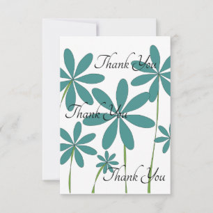 Carte De Remerciements Fleurs bleues vertes