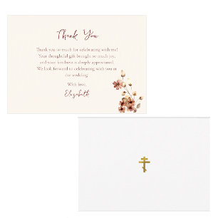 Carte De Remerciements Fleurs Bohèmes de Couleur Vin Mariage Orthodoxe