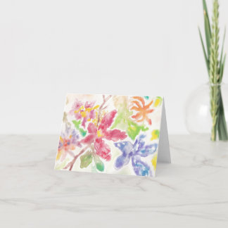 Carte De Remerciements Fleurs botaniques à l'aquarelle Jardin Fleurir Vie