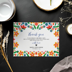Carte De Remerciements Fleurs Botaniques Colorées Florales Mexicaines Mar