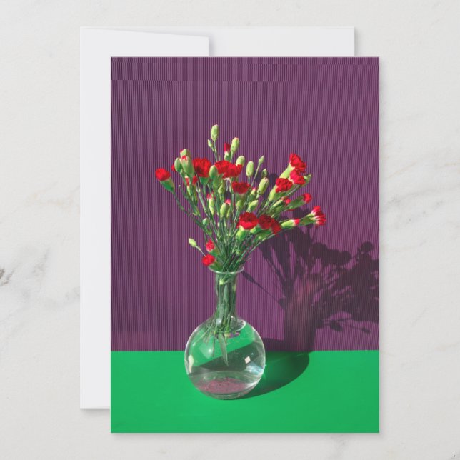 Carte De Remerciements Fleurs | Bouquet Carantion Rouge (Devant)