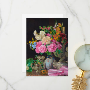 Carte De Remerciements Fleurs dans un vase de porcelaine avec chandelier