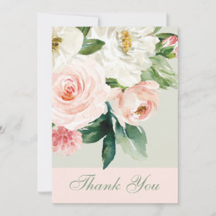 Carte De Remerciements Fleurs d'aquarelle avec Mariage photo