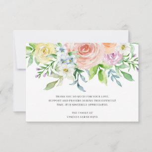 Carte De Remerciements Fleurs d'aquarelle de la pêche florale Sympathie f