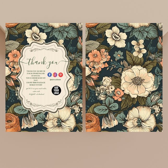 Carte De Remerciements Fleurs d'aquarelle vintages Professionnel (Créateur téléchargé)