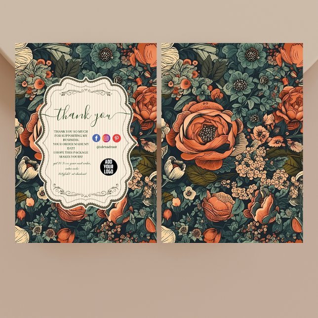 Carte De Remerciements Fleurs d'aquarelle vintages Professionnel (Créateur téléchargé)