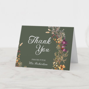 Carte De Remerciements Fleurs d'automne Bohème Mariage plié