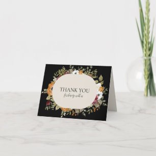 Carte De Remerciements Fleurs d'automne botaniques rustiques horizontales