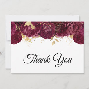 Carte De Remerciements Fleurs de Bourgogne Feuille d'Or Glam 60e Annivers